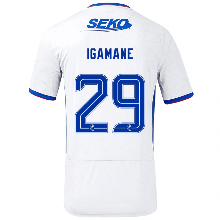 Børn Hamza Igamane #29 Hvid Blå Udebane Spillertrøjer 2024/25 Trøje T-Shirt