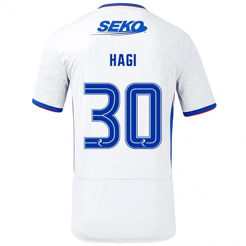 Børn Ianis Hagi #30 Hvid Blå Udebane Spillertrøjer 2024/25 Trøje T-Shirt