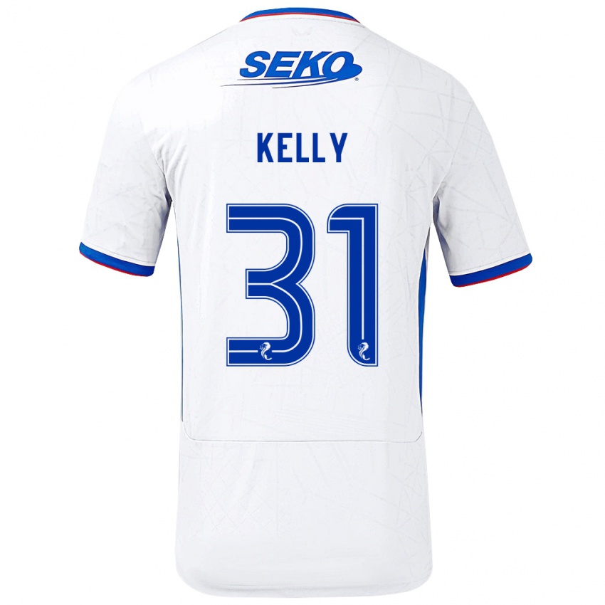 Børn Liam Kelly #31 Hvid Blå Udebane Spillertrøjer 2024/25 Trøje T-Shirt