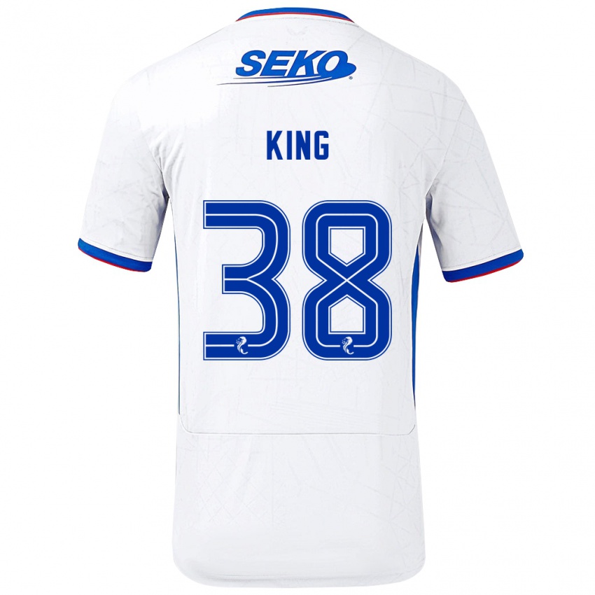 Børn Leon King #38 Hvid Blå Udebane Spillertrøjer 2024/25 Trøje T-Shirt