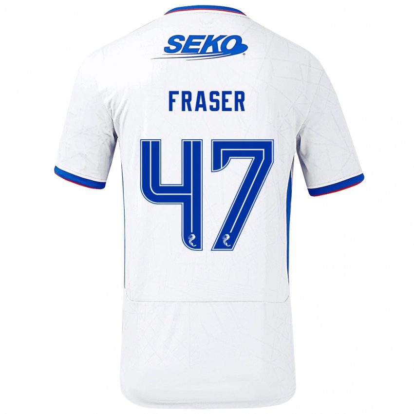 Børn Robbie Fraser #47 Hvid Blå Udebane Spillertrøjer 2024/25 Trøje T-Shirt