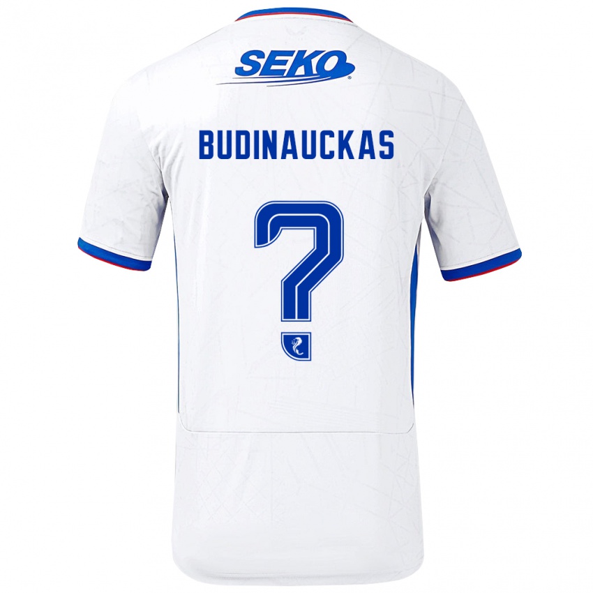 Børn Lewis Budinauckas #0 Hvid Blå Udebane Spillertrøjer 2024/25 Trøje T-Shirt