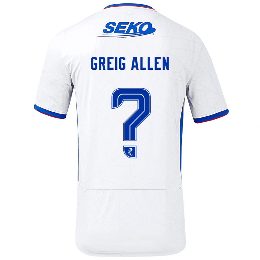 Børn Greig Allen #0 Hvid Blå Udebane Spillertrøjer 2024/25 Trøje T-Shirt