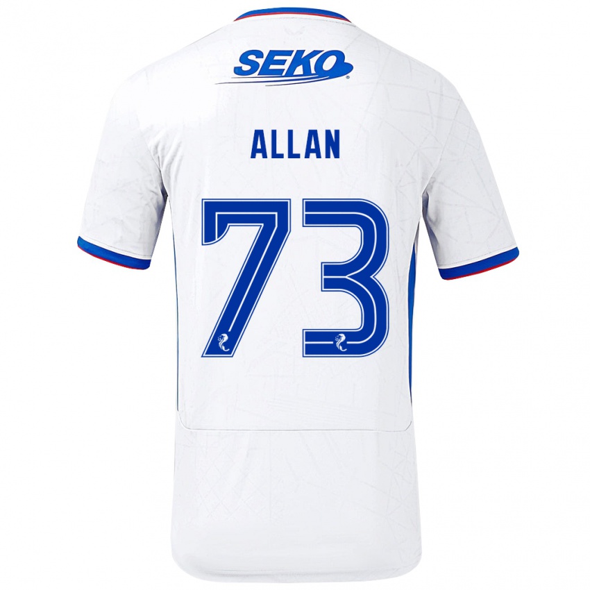 Børn Connor Allan #73 Hvid Blå Udebane Spillertrøjer 2024/25 Trøje T-Shirt