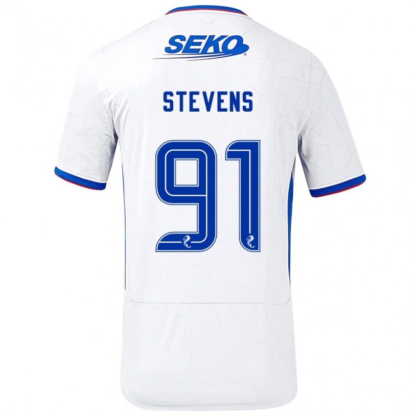 Børn Archie Stevens #91 Hvid Blå Udebane Spillertrøjer 2024/25 Trøje T-Shirt