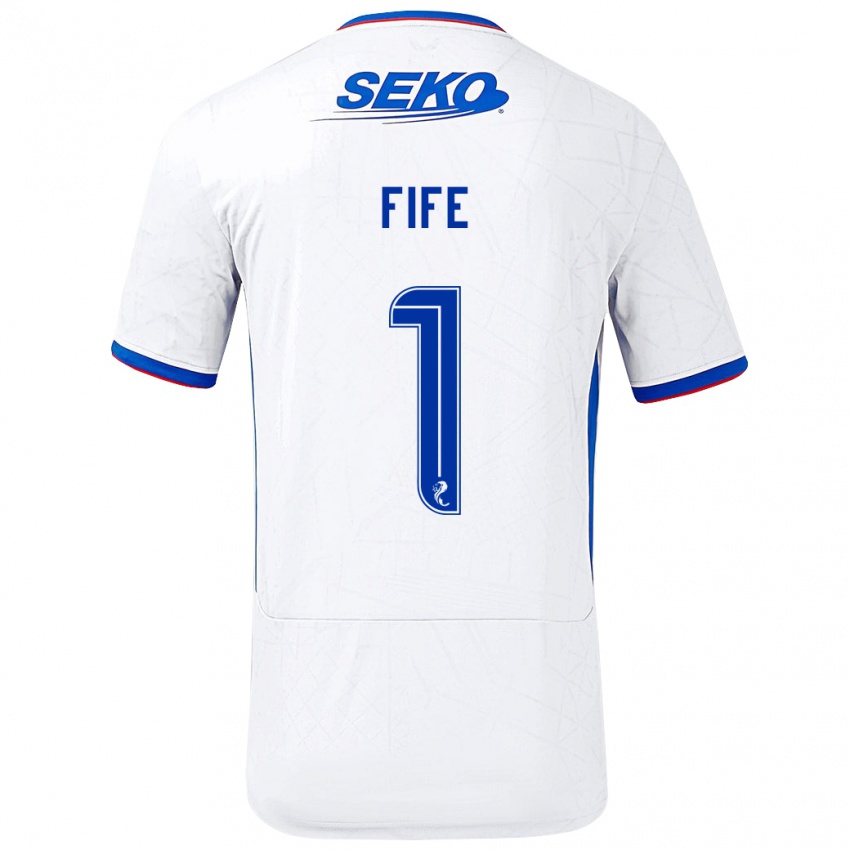 Børn Jenna Fife #1 Hvid Blå Udebane Spillertrøjer 2024/25 Trøje T-Shirt