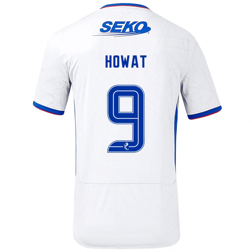 Børn Kirsty Howat #9 Hvid Blå Udebane Spillertrøjer 2024/25 Trøje T-Shirt