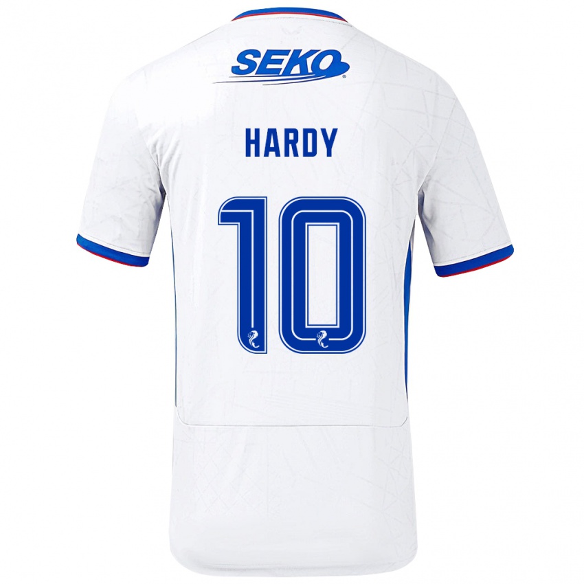 Børn Rio Hardy #10 Hvid Blå Udebane Spillertrøjer 2024/25 Trøje T-Shirt