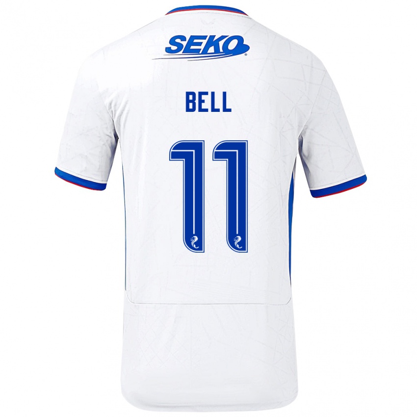 Børn Megan Bell #11 Hvid Blå Udebane Spillertrøjer 2024/25 Trøje T-Shirt