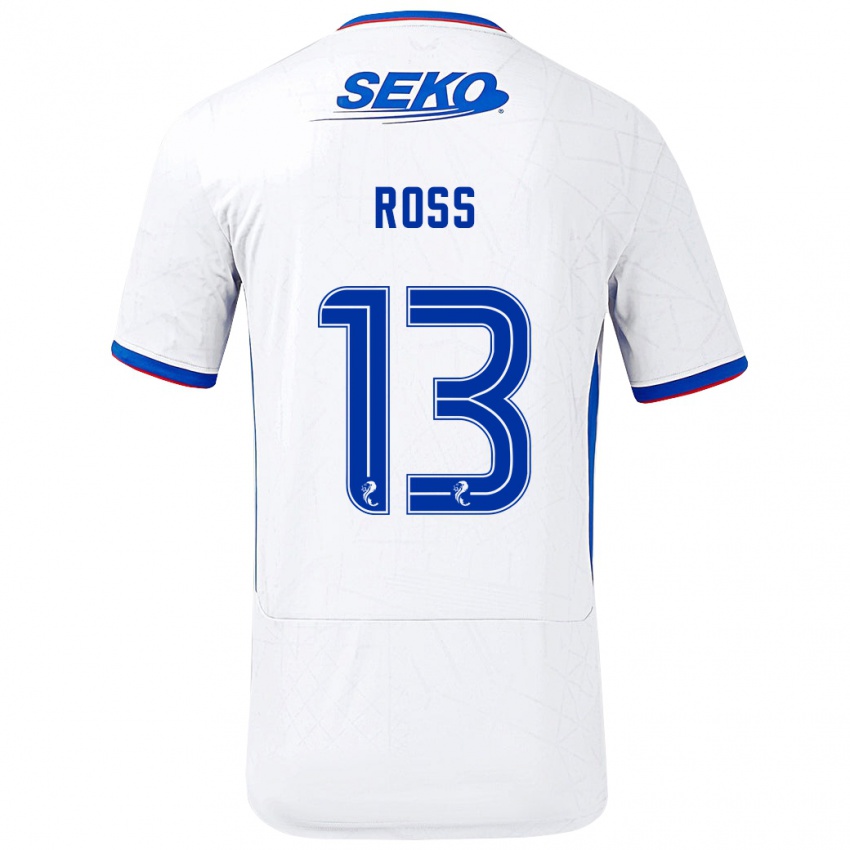 Børn Jane Ross #13 Hvid Blå Udebane Spillertrøjer 2024/25 Trøje T-Shirt