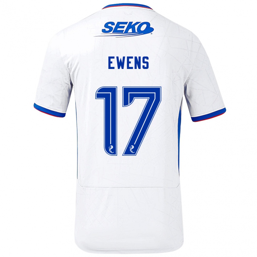 Børn Sarah Ewens #17 Hvid Blå Udebane Spillertrøjer 2024/25 Trøje T-Shirt