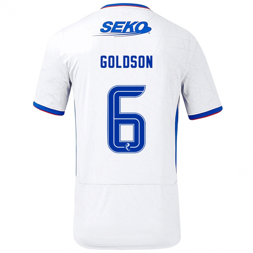 Børn Connor Goldson #6 Hvid Blå Udebane Spillertrøjer 2024/25 Trøje T-Shirt