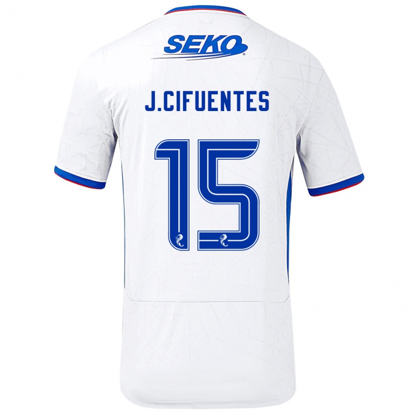 Børn José Cifuentes #15 Hvid Blå Udebane Spillertrøjer 2024/25 Trøje T-Shirt