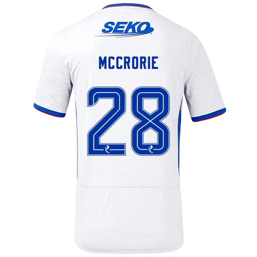 Børn Robby Mccrorie #28 Hvid Blå Udebane Spillertrøjer 2024/25 Trøje T-Shirt