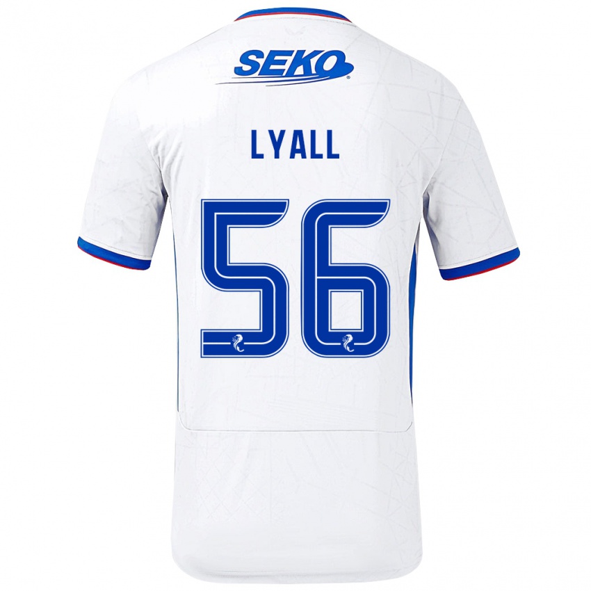 Børn Arron Lyall #56 Hvid Blå Udebane Spillertrøjer 2024/25 Trøje T-Shirt