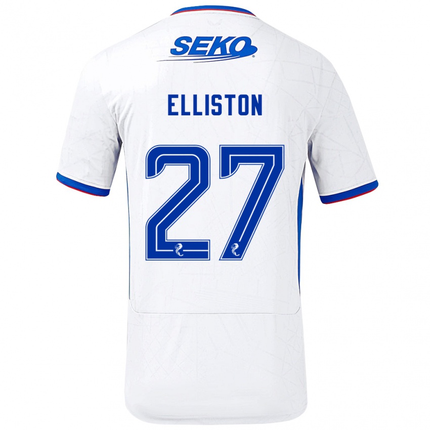 Børn Maddie Elliston #27 Hvid Blå Udebane Spillertrøjer 2024/25 Trøje T-Shirt