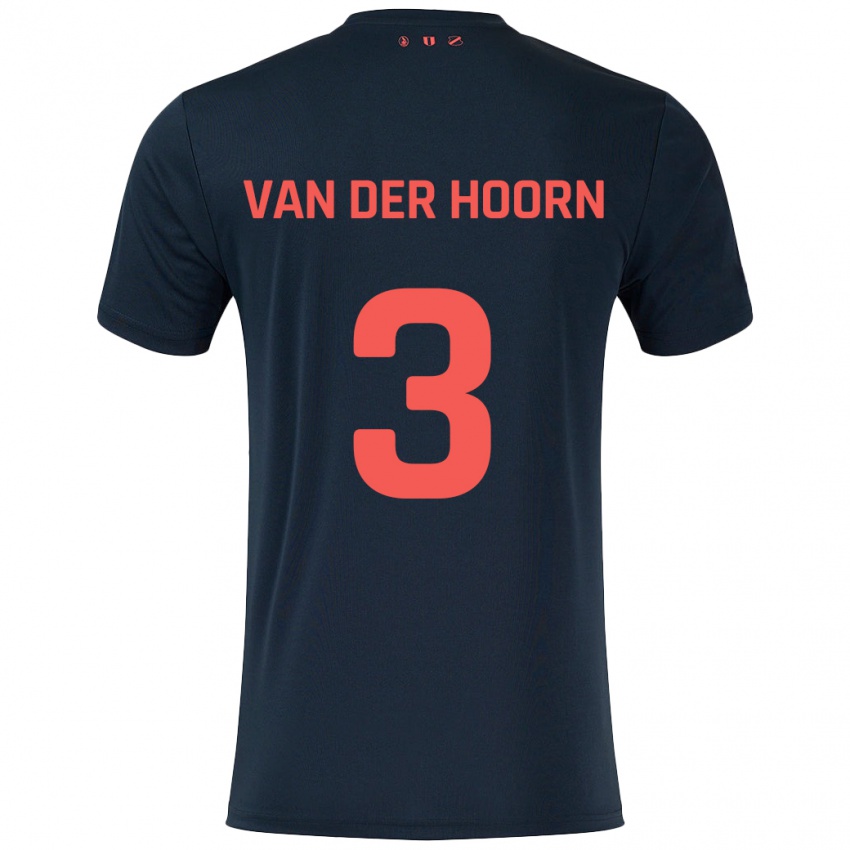 Børn Mike Van Der Hoorn #3 Sort Rød Udebane Spillertrøjer 2024/25 Trøje T-Shirt