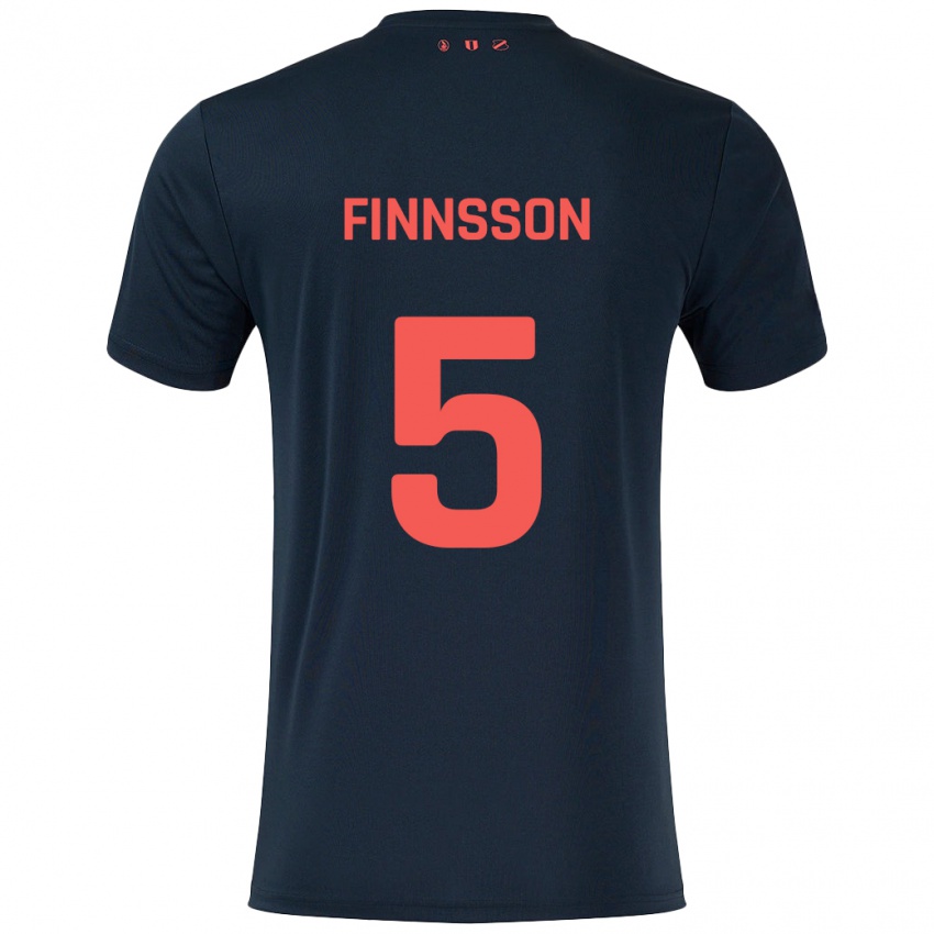 Børn Kolbeinn Finnsson #5 Sort Rød Udebane Spillertrøjer 2024/25 Trøje T-Shirt