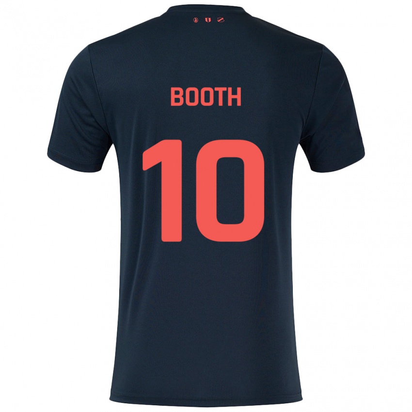 Børn Taylor Booth #10 Sort Rød Udebane Spillertrøjer 2024/25 Trøje T-Shirt