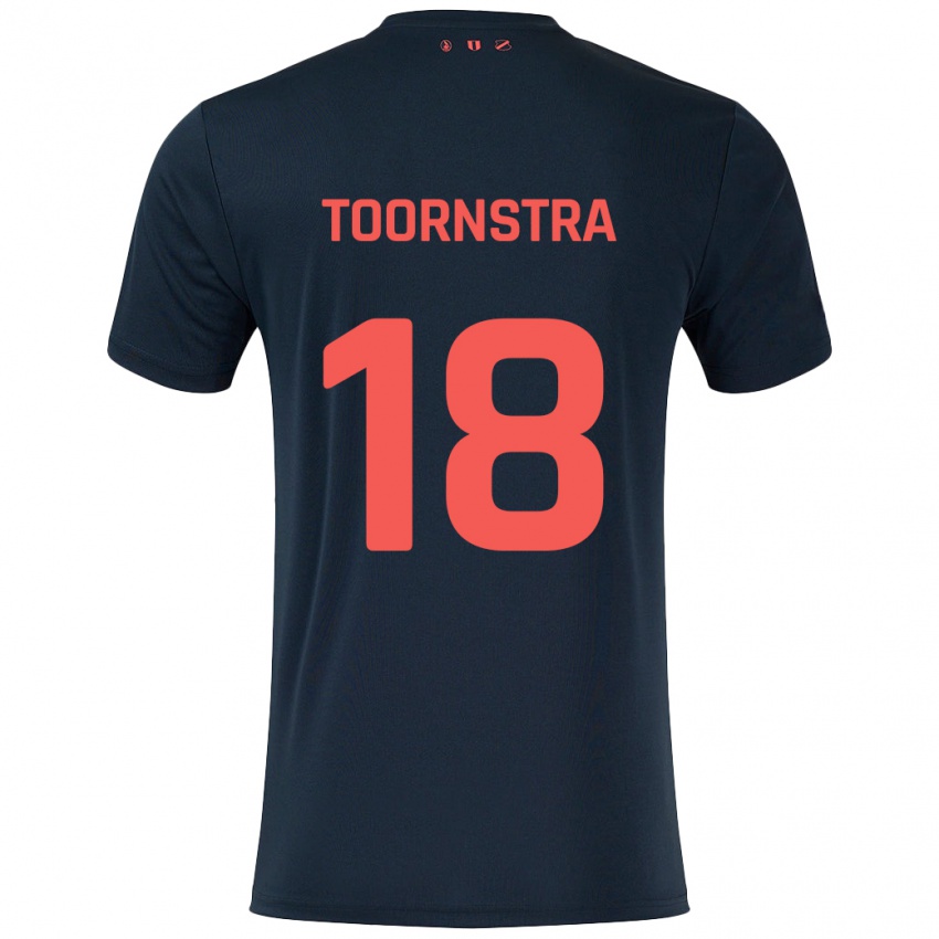 Børn Jens Toornstra #18 Sort Rød Udebane Spillertrøjer 2024/25 Trøje T-Shirt