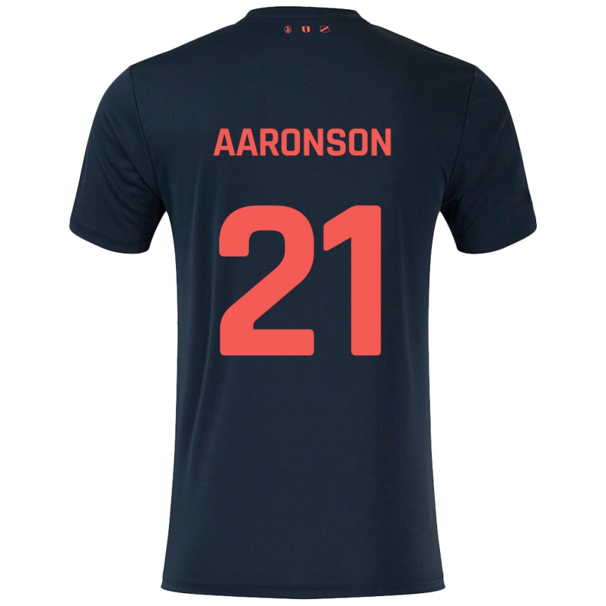 Børn Paxten Aaronson #21 Sort Rød Udebane Spillertrøjer 2024/25 Trøje T-Shirt