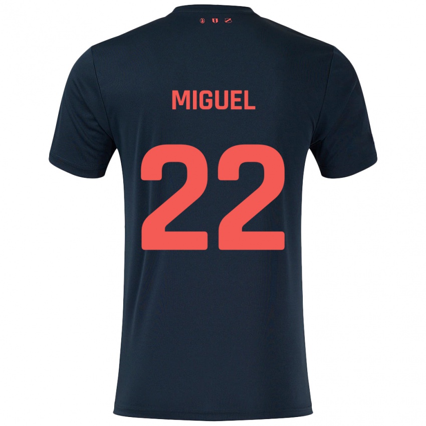 Børn Miguel Rodríguez #22 Sort Rød Udebane Spillertrøjer 2024/25 Trøje T-Shirt