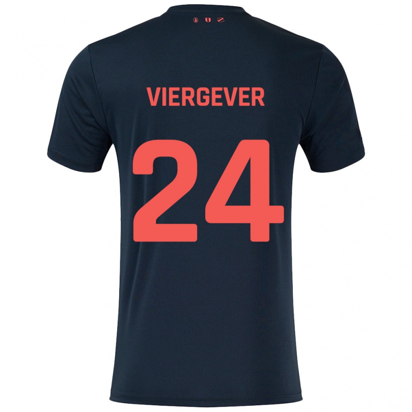 Børn Nick Viergever #24 Sort Rød Udebane Spillertrøjer 2024/25 Trøje T-Shirt