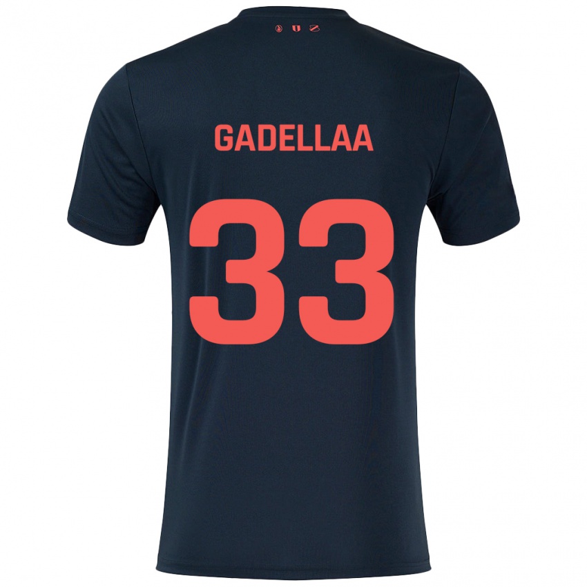 Børn Kevin Gadellaa #33 Sort Rød Udebane Spillertrøjer 2024/25 Trøje T-Shirt