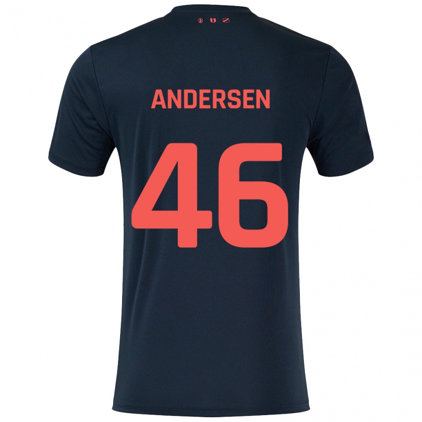 Børn Silas Andersen #46 Sort Rød Udebane Spillertrøjer 2024/25 Trøje T-Shirt