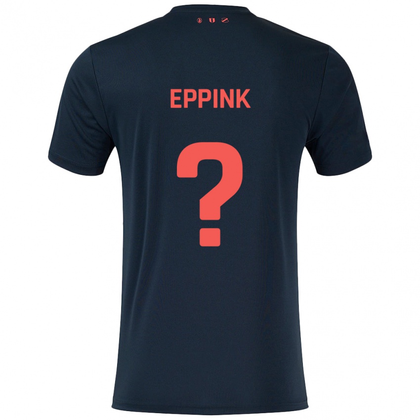 Børn Mees Eppink #0 Sort Rød Udebane Spillertrøjer 2024/25 Trøje T-Shirt