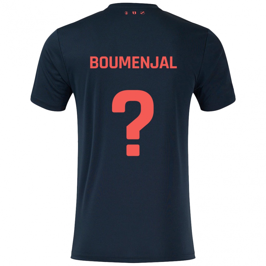 Børn Achraf Boumenjal #0 Sort Rød Udebane Spillertrøjer 2024/25 Trøje T-Shirt