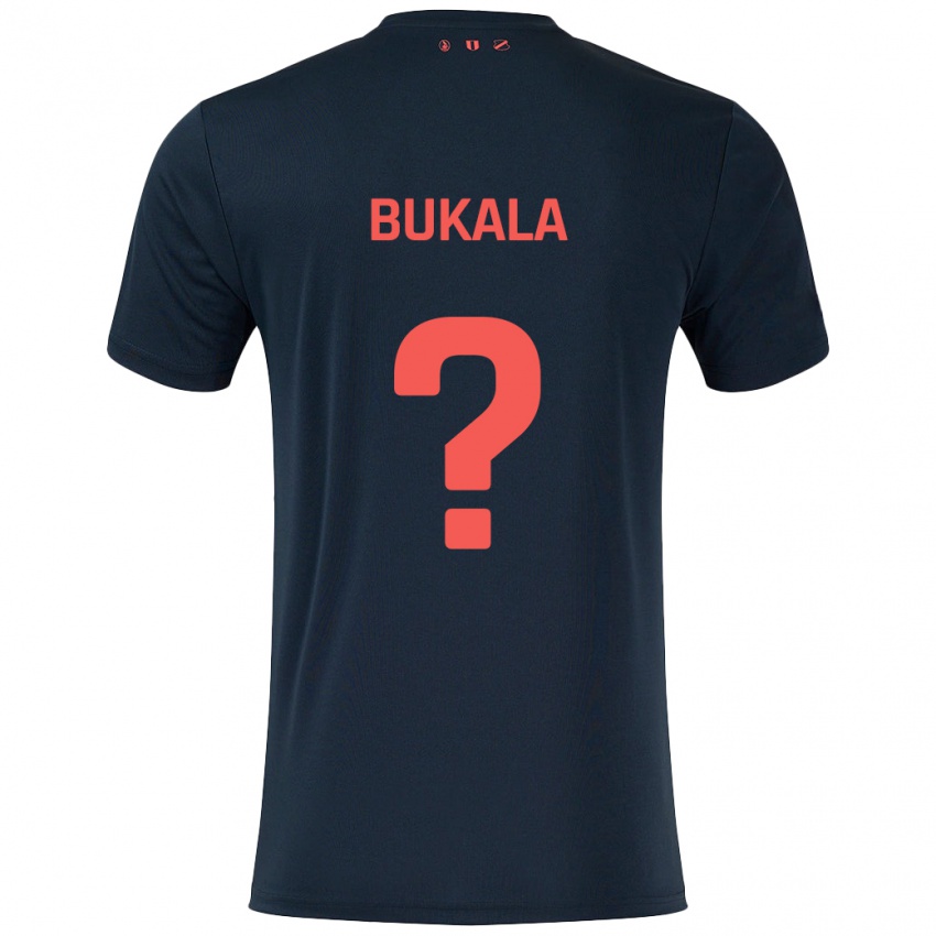 Børn Nordin Bukala #0 Sort Rød Udebane Spillertrøjer 2024/25 Trøje T-Shirt