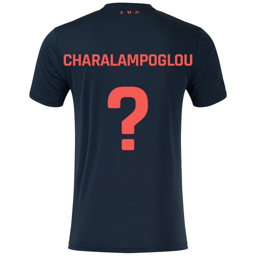 Børn Georgios Charalampoglou #0 Sort Rød Udebane Spillertrøjer 2024/25 Trøje T-Shirt