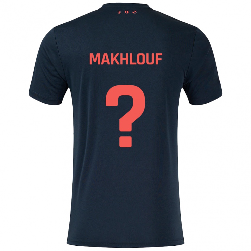 Børn Yassir Makhlouf #0 Sort Rød Udebane Spillertrøjer 2024/25 Trøje T-Shirt