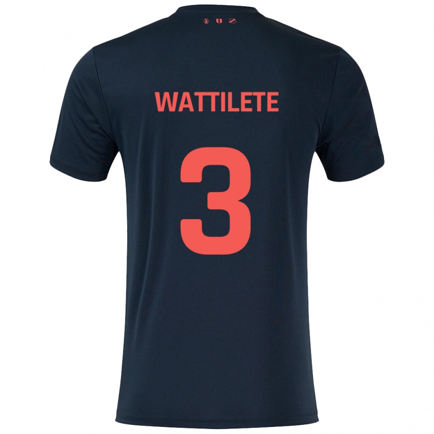 Børn Julia Wattilete #3 Sort Rød Udebane Spillertrøjer 2024/25 Trøje T-Shirt