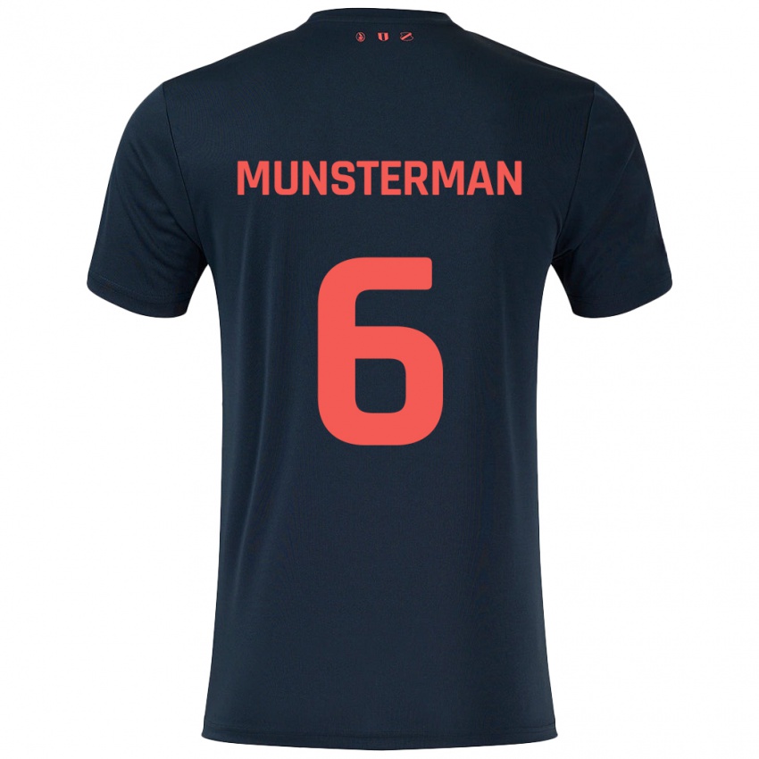 Børn Marthe Munsterman #6 Sort Rød Udebane Spillertrøjer 2024/25 Trøje T-Shirt