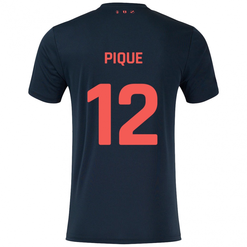 Børn Naomi Piqué #12 Sort Rød Udebane Spillertrøjer 2024/25 Trøje T-Shirt