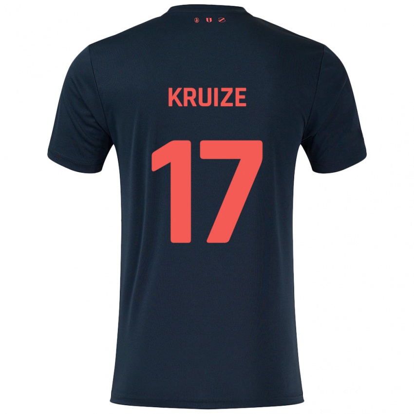 Børn Elisha Kruize #17 Sort Rød Udebane Spillertrøjer 2024/25 Trøje T-Shirt