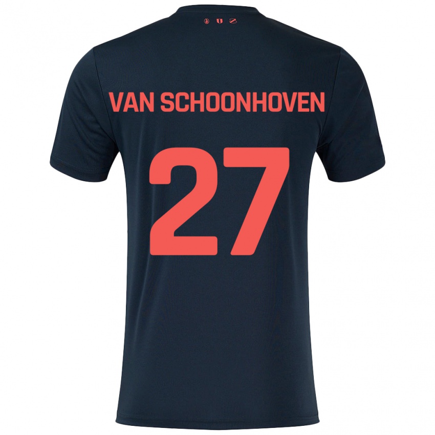 Børn Nurija Van Schoonhoven #27 Sort Rød Udebane Spillertrøjer 2024/25 Trøje T-Shirt