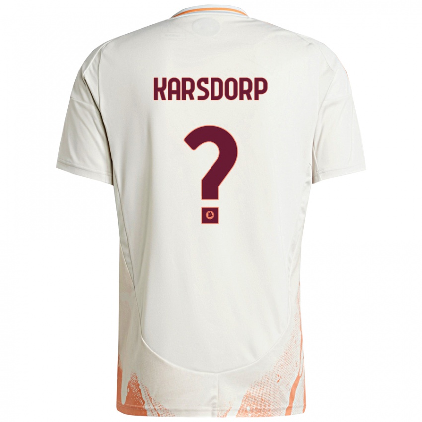 Børn Rick Karsdorp #0 Creme Hvid Orange Udebane Spillertrøjer 2024/25 Trøje T-Shirt