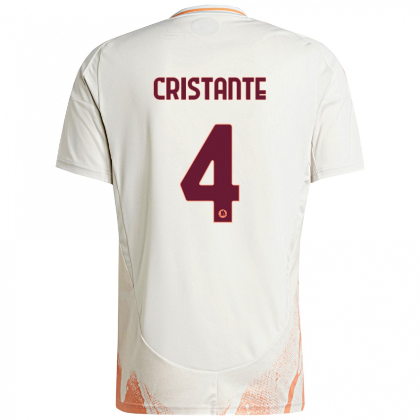 Børn Bryan Cristante #4 Creme Hvid Orange Udebane Spillertrøjer 2024/25 Trøje T-Shirt