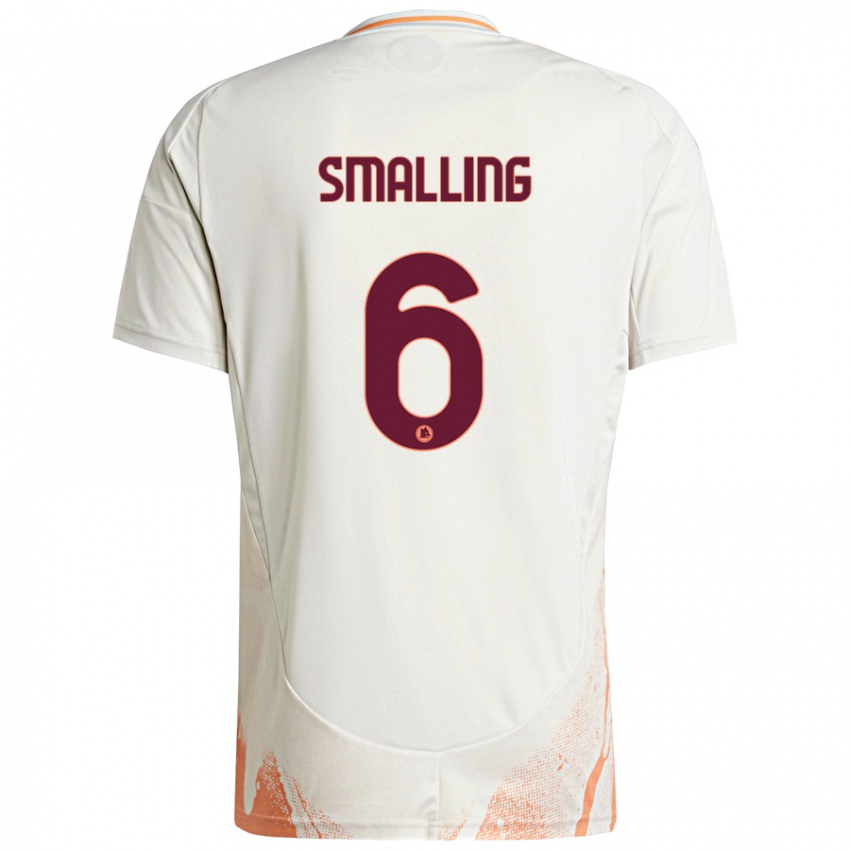 Børn Chris Smalling #6 Creme Hvid Orange Udebane Spillertrøjer 2024/25 Trøje T-Shirt