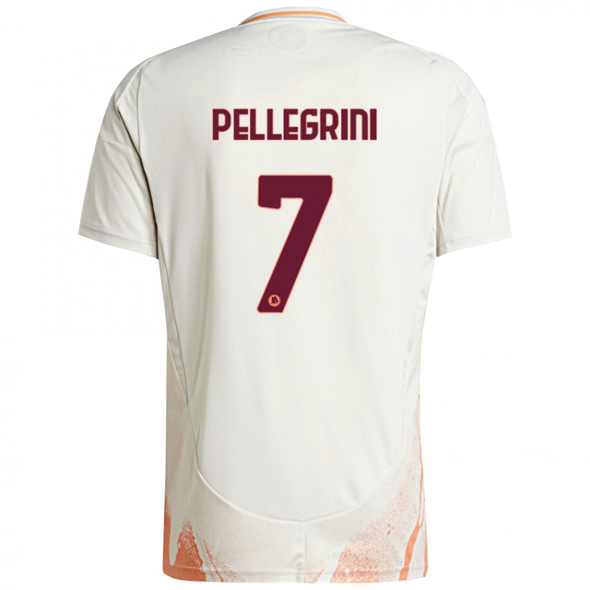 Børn Lorenzo Pellegrini #7 Creme Hvid Orange Udebane Spillertrøjer 2024/25 Trøje T-Shirt