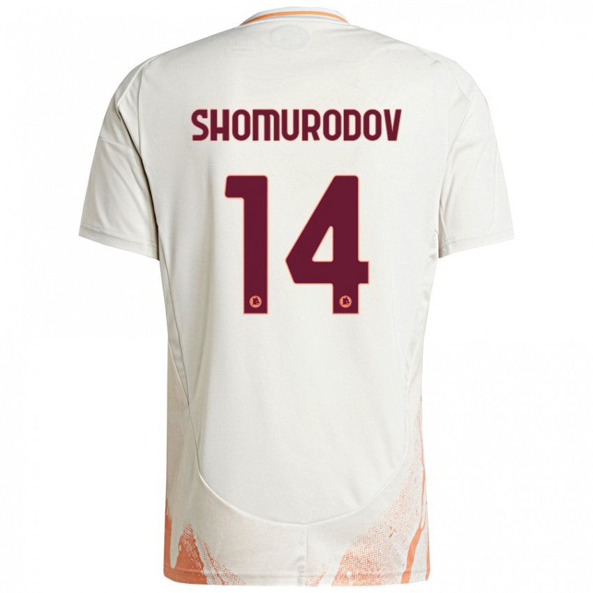 Børn Eldor Shomurodov #14 Creme Hvid Orange Udebane Spillertrøjer 2024/25 Trøje T-Shirt