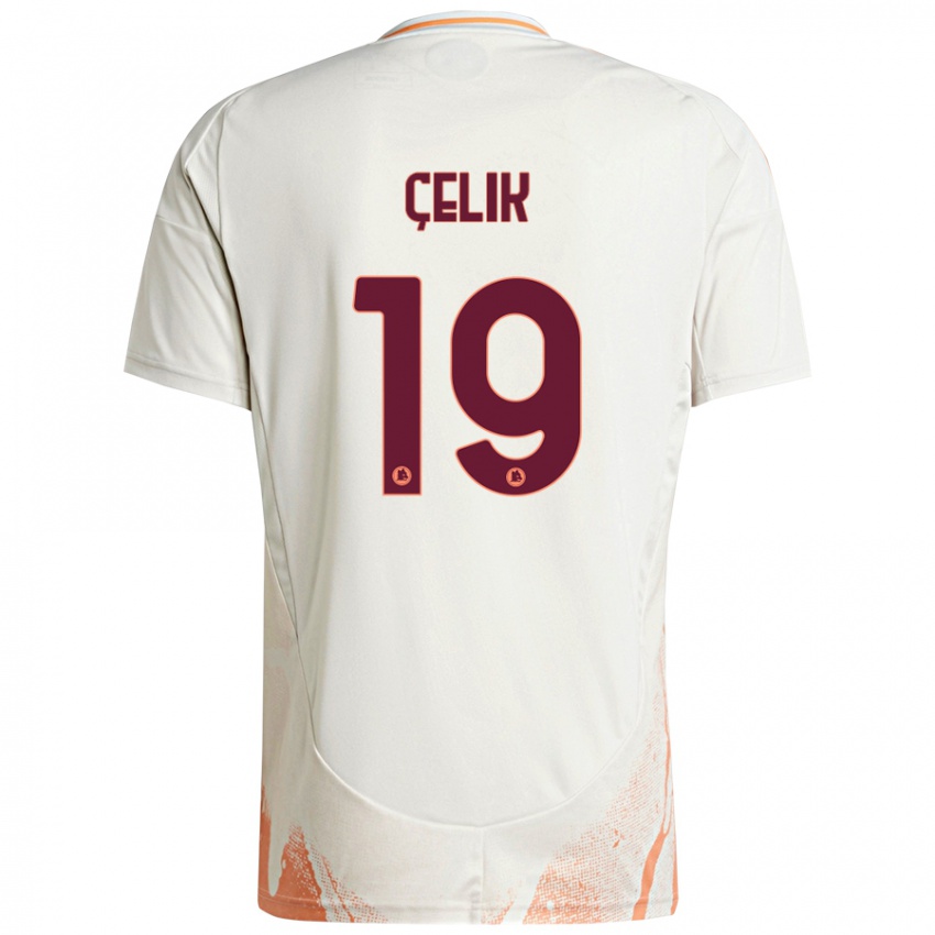 Børn Zeki Celik #19 Creme Hvid Orange Udebane Spillertrøjer 2024/25 Trøje T-Shirt