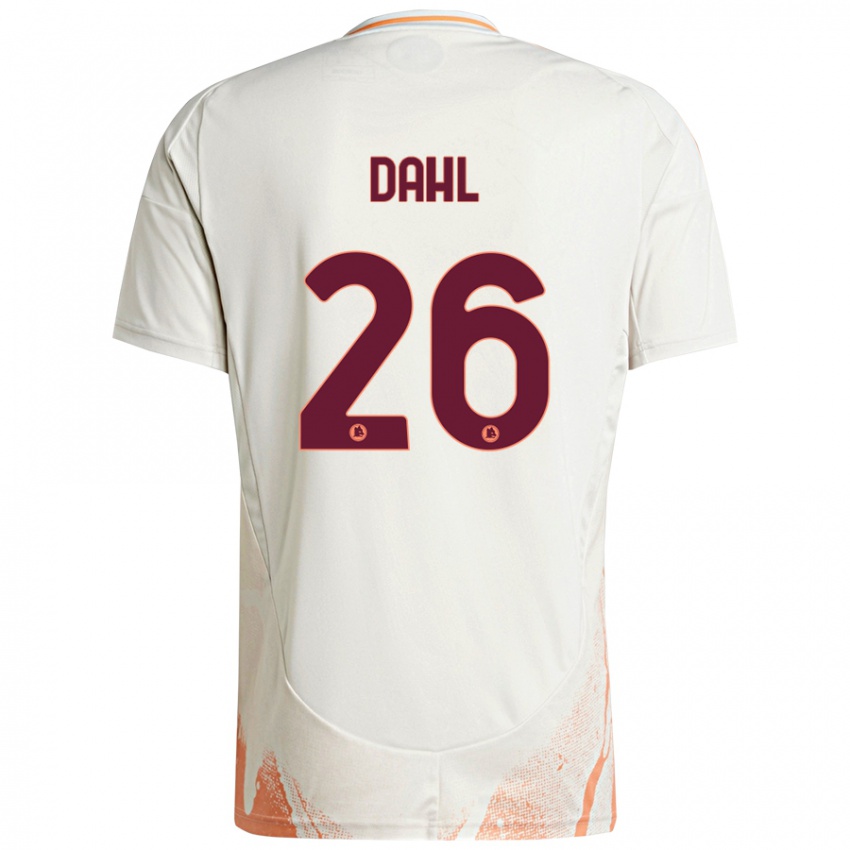 Børn Samuel Dahl #26 Creme Hvid Orange Udebane Spillertrøjer 2024/25 Trøje T-Shirt