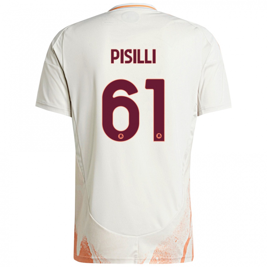 Børn Niccolo Pisilli #61 Creme Hvid Orange Udebane Spillertrøjer 2024/25 Trøje T-Shirt