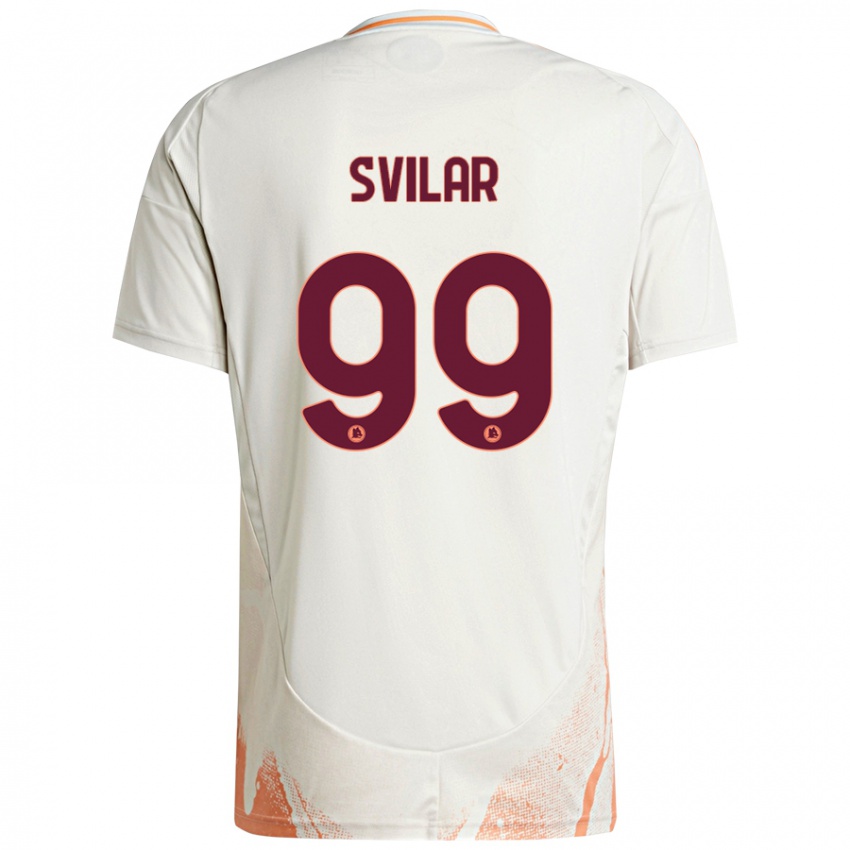 Børn Mile Svilar #99 Creme Hvid Orange Udebane Spillertrøjer 2024/25 Trøje T-Shirt