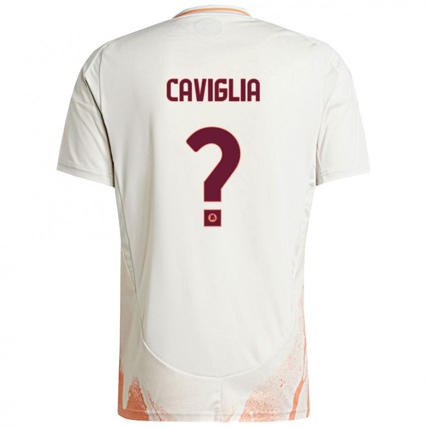 Børn Manuel Caviglia #0 Creme Hvid Orange Udebane Spillertrøjer 2024/25 Trøje T-Shirt