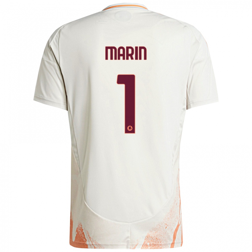 Børn Renato Marin #1 Creme Hvid Orange Udebane Spillertrøjer 2024/25 Trøje T-Shirt